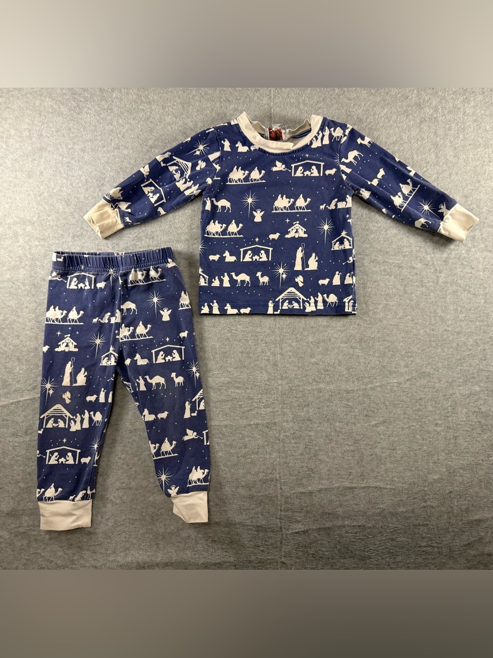 Navy Nativity Print Kids Pajama Set - Boutique